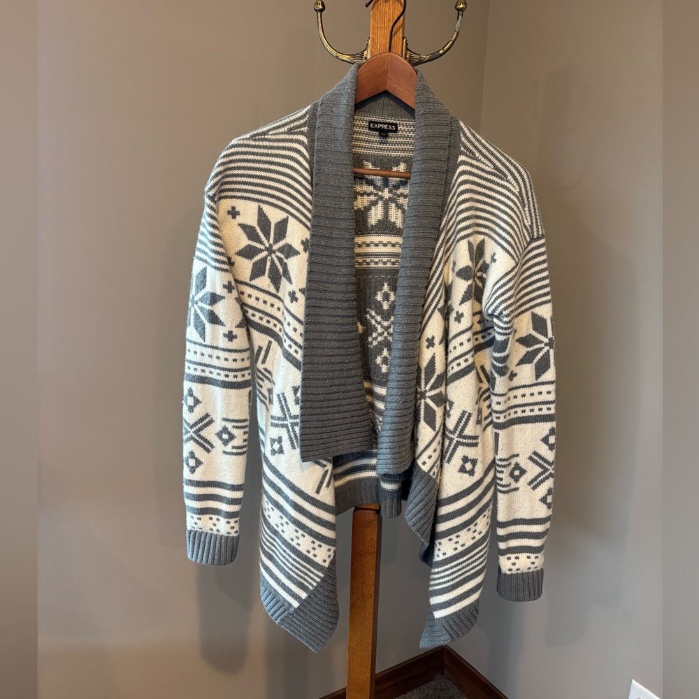 Cozy Winter Gray and White Sweater